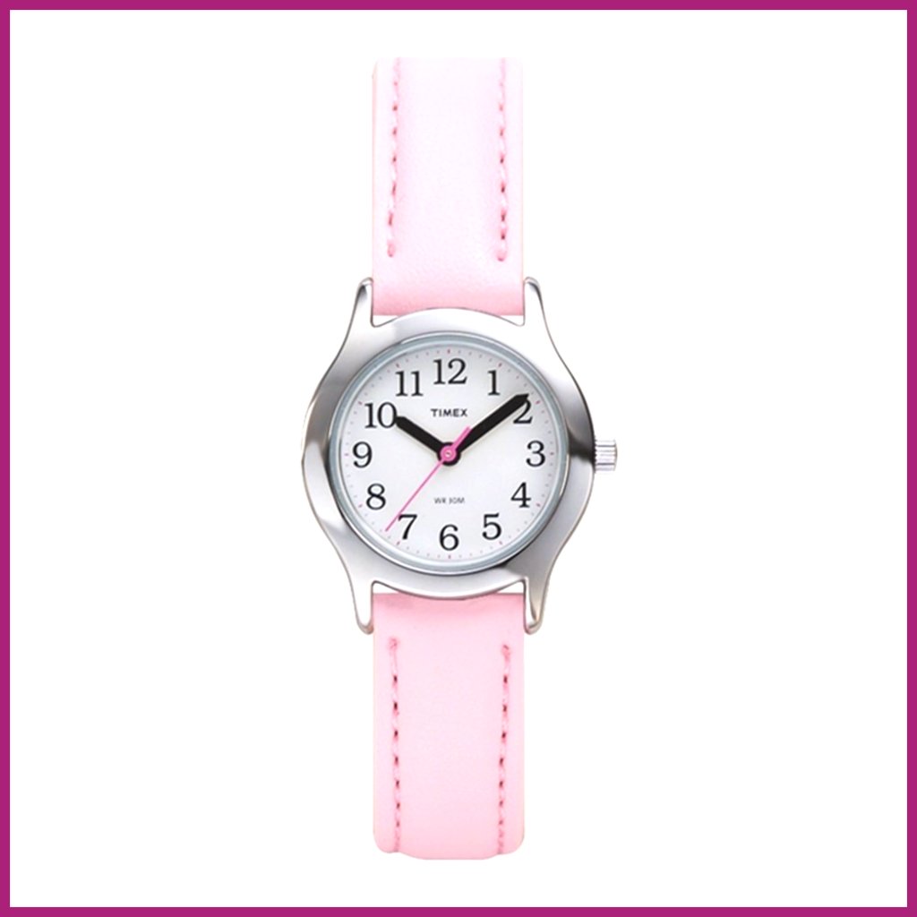 Girls' Faux Leather Strap Watch With Quartz Movement, Water Resistant